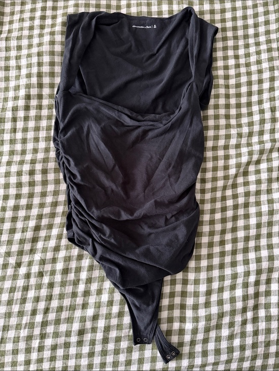 Abercrombie & Fitch Tops - Abercrombie & Fitch Black Ruched Snap-Front Bodysuit